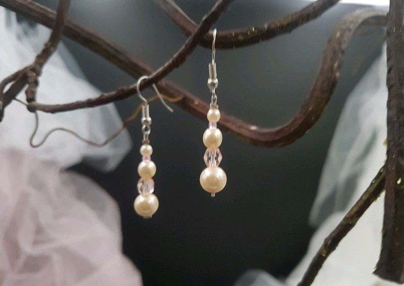 Boucles d'Oreilles Blanc cassé/Cristal clip robe Mariée/Mariage/Cérémonie clips