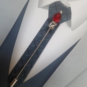 Epingle à cravate lavallière argent et rouge – 46